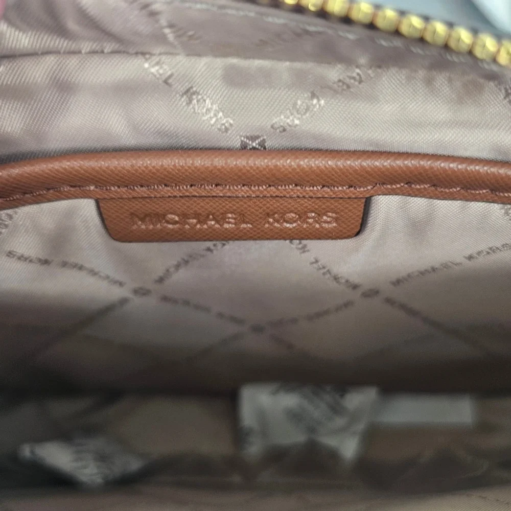 Michael Kors Jet Set Large East West Crossbody Bag Brown Saffiano Leather Gold